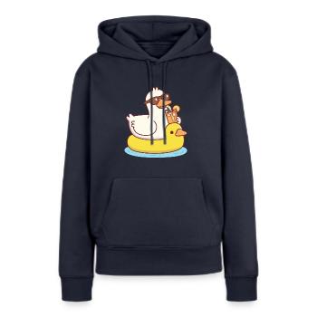 Funny Duck With Sunglasses On Ducky Pool Float - Women’s Premium Organic Hoodie - navy - Front - Julia (174cm)