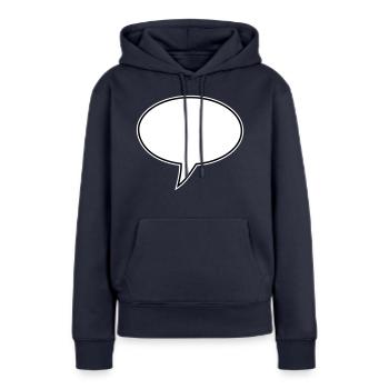 Liens vers la conception de bulles de dialogue - Sweat à capuche Premium bio Femme - bleu marine - Devant - Julia (174cm)