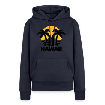 Hawaii - Frauen Premium Bio Hoodie - Navy - Vorne - Julia (174cm)