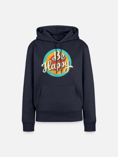 BE HAPPY - Frauen Premium Bio Hoodie - Navy