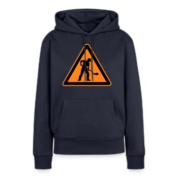 Panneau chantier de construction de route - Sweat à capuche Premium bio Femme - bleu marine - Devant - Julia (174cm)