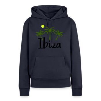 Ibiza - Sweat à capuche Premium bio Femme - bleu marine - Devant - Julia (174cm)