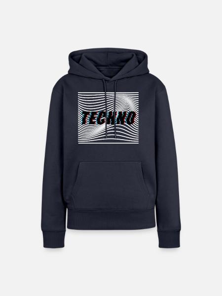 Techno Wellen Trippy Psychedelisch - Frauen Premium Bio Hoodie - Navy