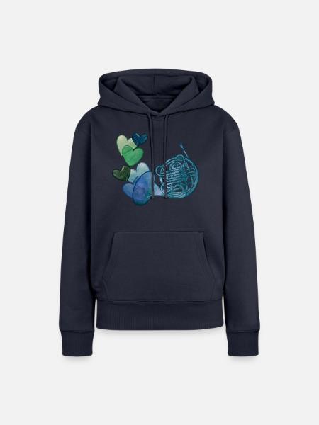 Blaues Waldhorn - Frauen Premium Bio Hoodie - Navy