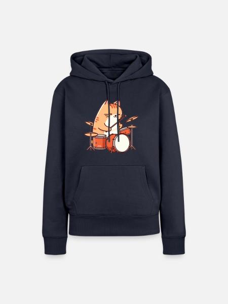 Batter Katze - Frauen Premium Bio Hoodie - Navy