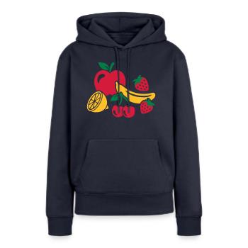 Fruits - Sweat à capuche Premium bio Femme - bleu marine - Devant - Julia (174cm)