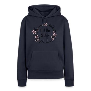 Petite sœur - Sweat à capuche Premium bio Femme - bleu marine - Devant - Julia (174cm)