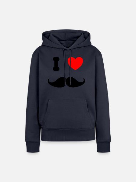 I ♥ Moustache - Frauen Premium Bio Hoodie - Navy