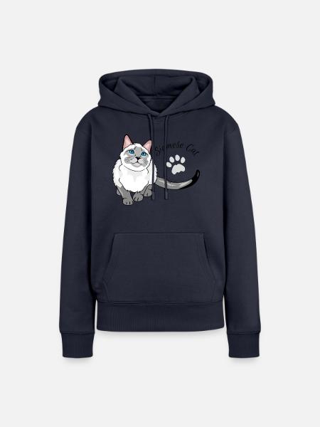 Neugierige Siamkatze - Frauen Premium Bio Hoodie - Navy