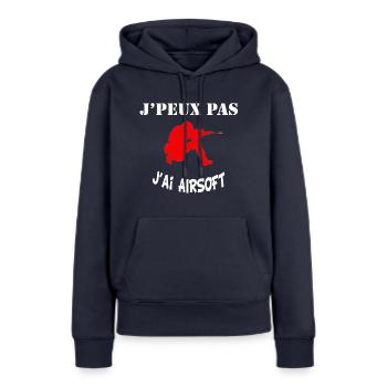 J peux pas j ai airsoft pour joueurs softgun AEG - Sweat à capuche Premium bio Femme - bleu marine - Devant - Julia (174cm)