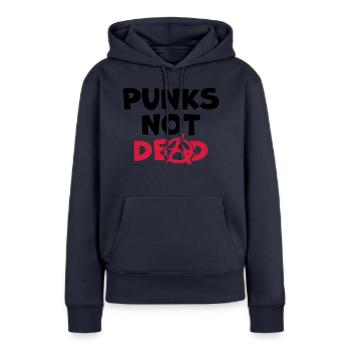 Zitat punks not dead - Frauen Premium Bio Hoodie - Navy - Vorne - Julia (174cm)