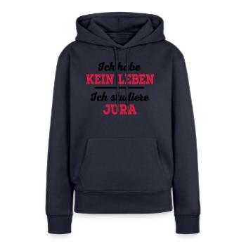 Jura - Frauen Premium Bio Hoodie - Navy - Vorne - Julia (174cm)