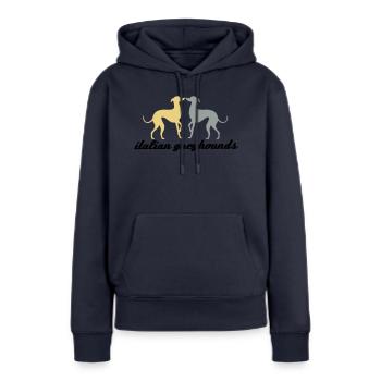 Petit lévrier italien (PLI) - Sweat à capuche Premium bio Femme - bleu marine - Devant - Julia (174cm)