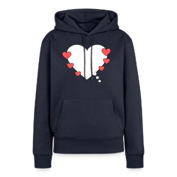 Bulle de pensée avec cœur - Sweat à capuche Premium bio Femme - bleu marine - Devant - Julia (174cm)
