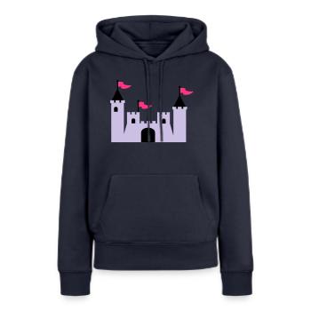 Château - Sweat à capuche Premium bio Femme - bleu marine - Devant - Julia (174cm)