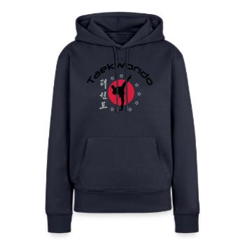 taekwondo_3 - Frauen Premium Bio Hoodie - Navy - Vorne - Julia (174cm)