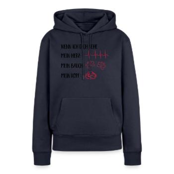 verliebt - Frauen Premium Bio Hoodie - Navy - Vorne - Julia (174cm)