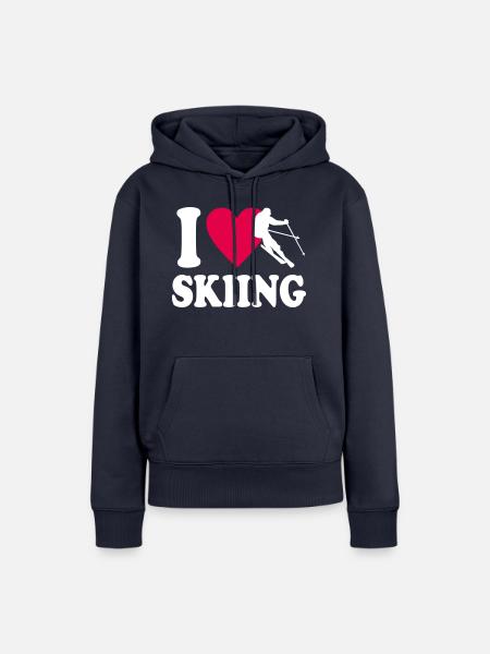 I love Skiing - Frauen Premium Bio Hoodie - Navy