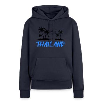Thaïlande - Sweat à capuche Premium bio Femme - bleu marine - Devant - Julia (174cm)