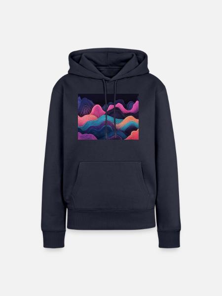 Neon clean waves - Frauen Premium Bio Hoodie - Navy