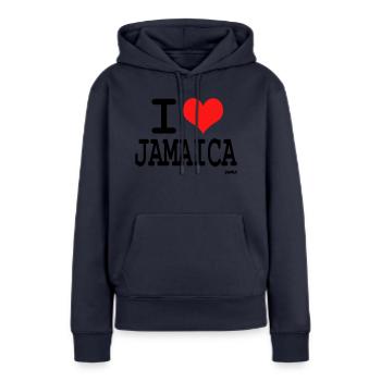 jamaica - Frauen Premium Bio Hoodie - Navy - Vorne - Julia (174cm)