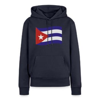 Cuba - Sweat à capuche Premium bio Femme - bleu marine - Devant - Julia (174cm)