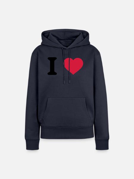i love Herz - Frauen Premium Bio Hoodie - Navy