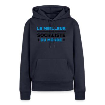 Socialisme / Socialiste / Syndicat / Politique PS - Sweat à capuche Premium bio Femme - bleu marine - Devant - Julia (174cm)