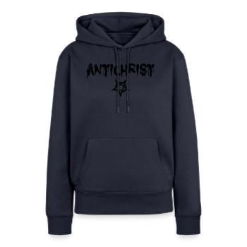 Antichrist - Lucifer - Sweat à capuche Premium bio Femme - bleu marine - Devant - Julia (174cm)