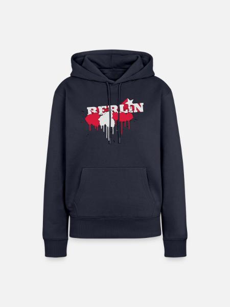 Farbkleckse Berliner Flagge - Frauen Premium Bio Hoodie - Navy