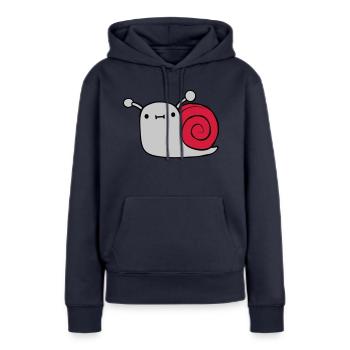 Petit escargot sucré - Sweat à capuche Premium bio Femme - bleu marine - Devant - Julia (174cm)