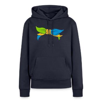 Bunte weibliche Kopfbedeckung Kopftuch - Frauen Premium Bio Hoodie - Navy - Vorne - Julia (174cm)