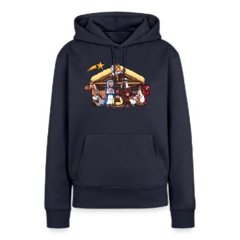 Crèche - Sweat à capuche Premium bio Femme - bleu marine - Devant - Julia (174cm)