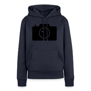 Kamera - Frauen Premium Bio Hoodie - Navy - Vorne - Julia (174cm)