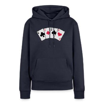 Poker Cards - Pokerkarten - Frauen Premium Bio Hoodie - Navy - Vorne - Julia (174cm)