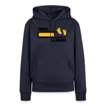 Jumeaux - Sweat à capuche Premium bio Femme - bleu marine - Devant - Julia (174cm)