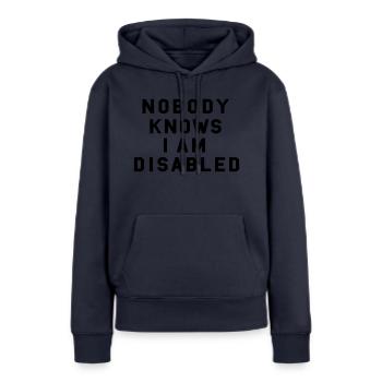 inklusions party shirt - Frauen Premium Bio Hoodie - Navy - Vorne - Julia (174cm)