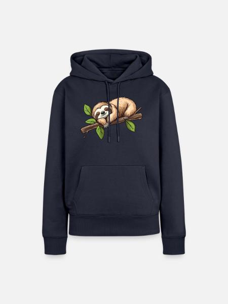 Faultier Schlafend - Frauen Premium Bio Hoodie - Navy
