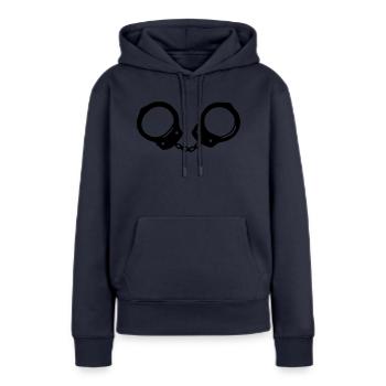 Handschellen - Junggesellenabschied - Frauen Premium Bio Hoodie - Navy - Vorne - Julia (174cm)
