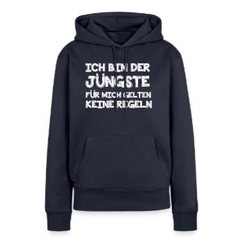 Ich bin der Jüngste - Frauen Premium Bio Hoodie - Navy - Vorne - Julia (174cm)