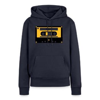 Kassette 70er - Frauen Premium Bio Hoodie - Navy - Vorne - Julia (174cm)