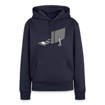 maus tastatur bildschirm home office buero arbeits - Frauen Premium Bio Hoodie - Navy - Vorne - Julia (174cm)