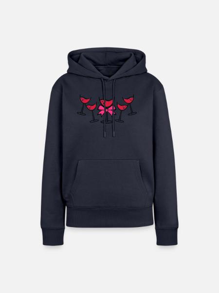 glases wine - Frauen Premium Bio Hoodie - Navy