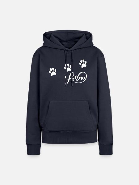 Tierliebhaber-Design mit Pfoten - Frauen Premium Bio Hoodie - Navy