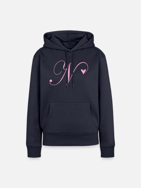Monogramm N Herz Ranke - Frauen Premium Bio Hoodie - Navy