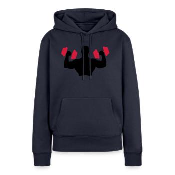 Muscle Man Training - Sweat à capuche Premium bio Femme - bleu marine - Devant - Julia (174cm)