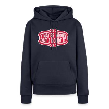 Je peux me tromper - Sweat à capuche Premium bio Femme - bleu marine - Devant - Julia (174cm)