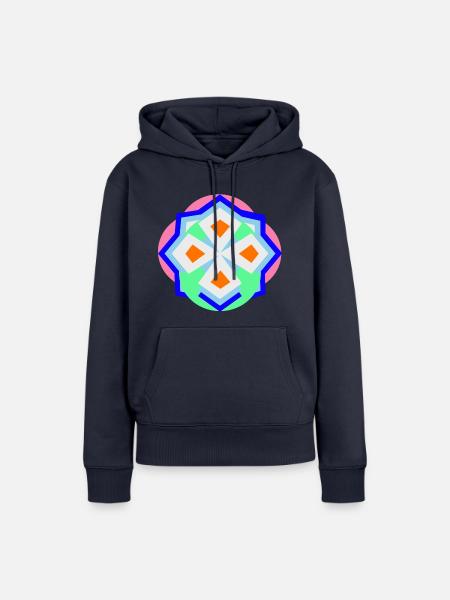 graphic art mosaik mandala bunt - Frauen Premium Bio Hoodie - Navy