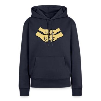 4 Haende Crew - Frauen Premium Bio Hoodie - Navy - Vorne - Julia (174cm)