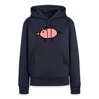 Schwein - Frauen Premium Bio Hoodie - Navy - Vorne - Julia (174cm)